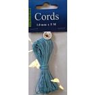 Waxed Cotton Cord 1 mm/5 mtr azuur blauw