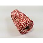 Katoen MacramÃ© touw spoel nr 32  +/- 2mm 100grs - rood wit +/- 43mtr