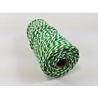 Katoen MacramÃ© touw spoel nr 32  +/- 2mm 100grs - groen wit +/- 43mtr