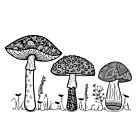 Crafty Individuals Happy Mushrooms Unmounted Rubber Stamps (CI-647)