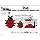 Crealies Partzz 4x Ladybug CLPartzz27 27 x 32 - 16 x 19 - 9 x 19 - 16 x 19 mm