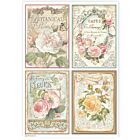 Stamperia 4 Cards Roses A4 Rice Paper (6pcs) (DFSA4909) 