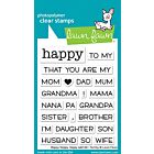 Lawn Fawn 3x4 clear stamp set happy happy happy add-on: family