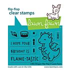 Lawn Fawn 2x3 clear stamp set little dragon flip flop