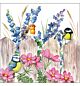 Servetten 5pcs / 33 x 33cm, Birds on fence