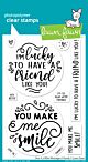 Lawn Fawn 4x6 clear stamp set give it a whirl messages: friends