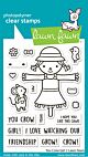 Lawn Fawn 3x4 clear stamp set you crow girl